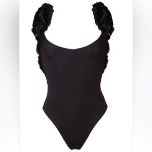 LA REVECHE Nabila 3d Floral Straps Swimsuit In Black